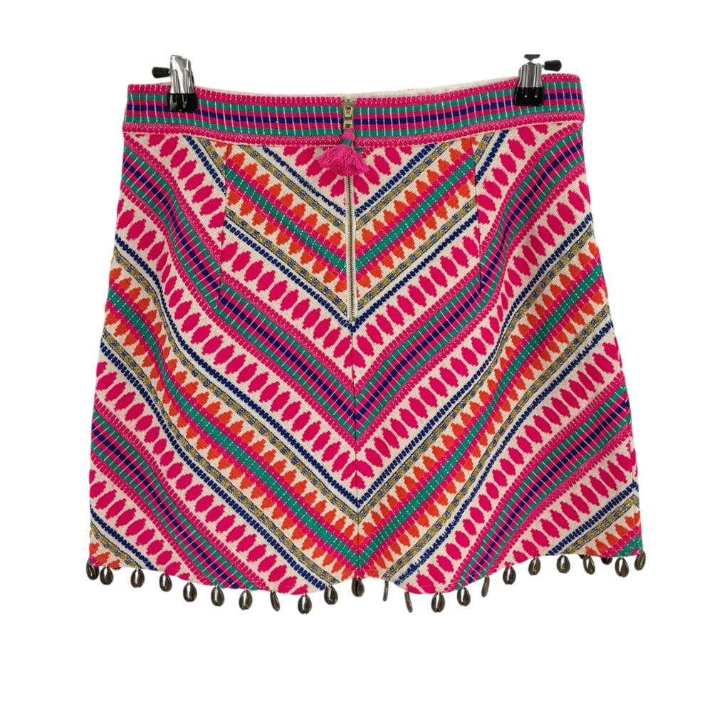 Saylor Vibrant Multicolor Puka Shell Trimmed Skirt Size S - Picture 3 of 4